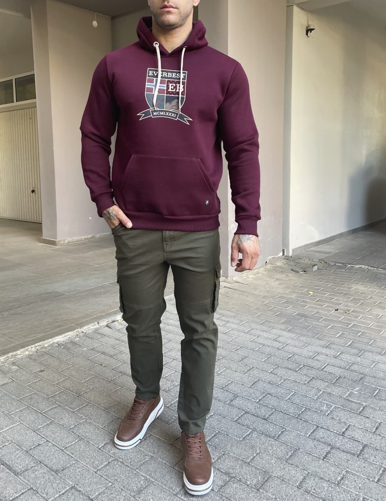 Ανδρικό cargo χακί παντελόνι υφασμάτινο ίσιο BC37912X φωτογραφία